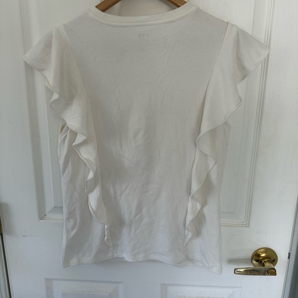 White Ruffle Sleeve Top - Picture 2 of 4